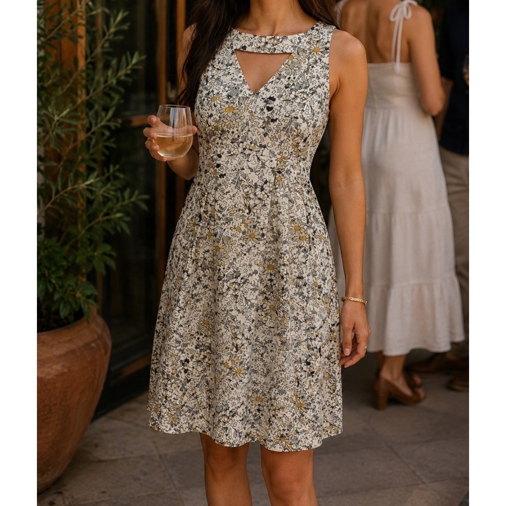 Anthropologie Moulinette Soeurs Iberis 100% Silk Floral Daisy Cut Out Dress 4